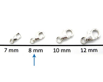 8 mm Small Solid Sterling Silver 925 Trigger Clasps/Lobster Clasps (2 or 10 Pc.) with sterling silver jump ring