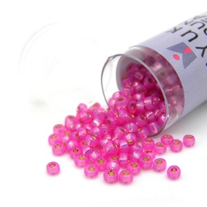 11/0 (2 mm) Miyuki Round Japanese Seed Beads - 8.5 g Vial - DURACOAT Silver Lined Paris Pink (11-94238)