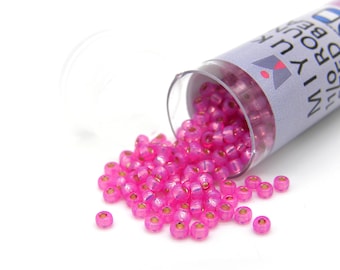 11/0 (2 mm) Miyuki Round Japanese Seed Beads - DURACOAT Silver Lined Paris Pink (11-94238) - 8.5 g Vial