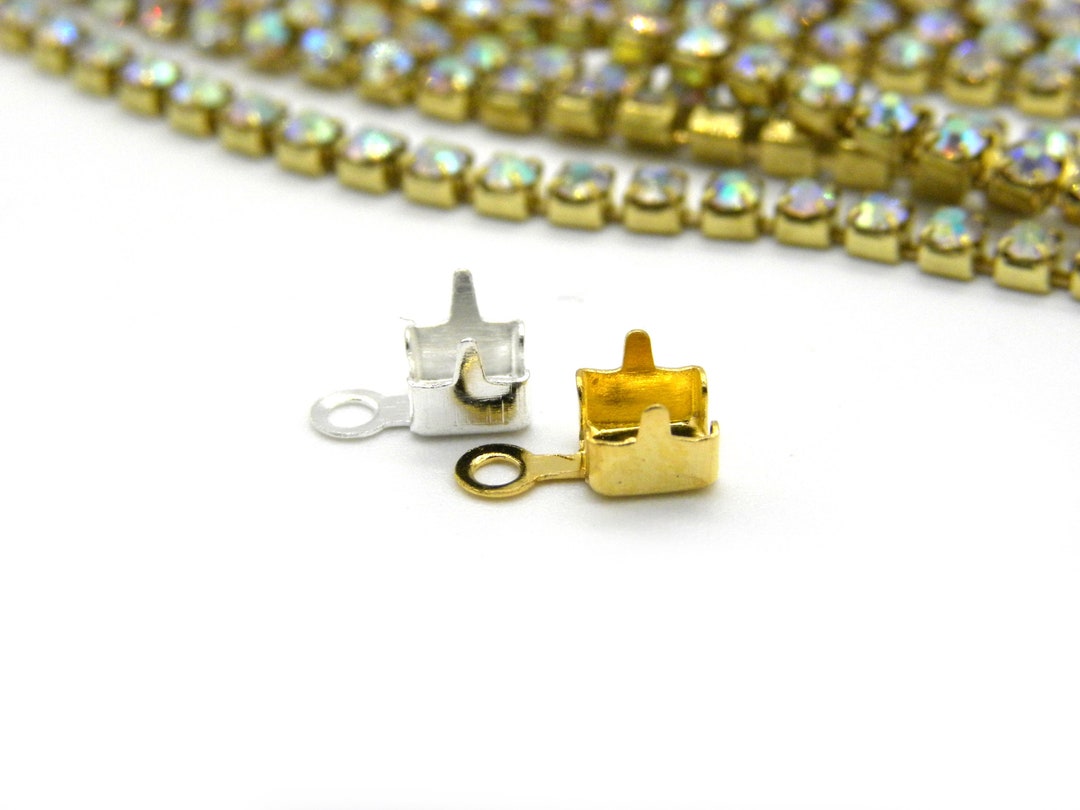Chain End Thread 3.5 Mm Brass Cup Chain Ends, 3.3 Mm Inner Diameter, Rhinestone Cup ...