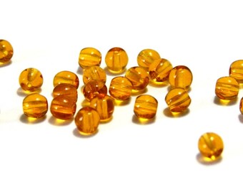4 mm Small Round Czech Pressed Glass Beads - Topaz Brown