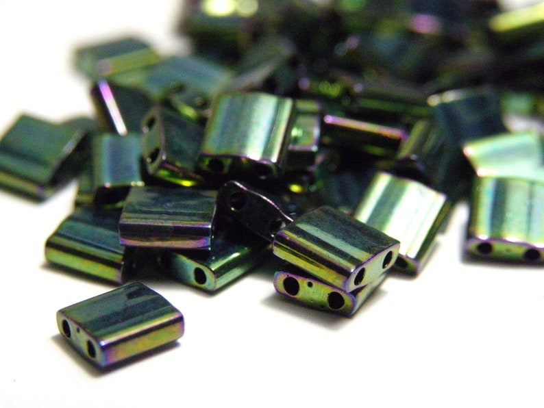Metallic Green Iris 468 10 g Miyuki Tila Beads 5 x 5mm