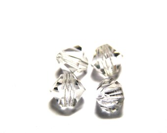 6 mm Czech MC Faceted Glass Bicone Beads - Crystal (Clear)