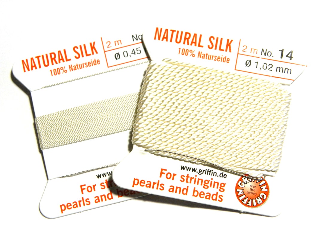 2m Griffin Natural Silk Bead Cord Perlseide mit Nadel Weiß Etsy.de