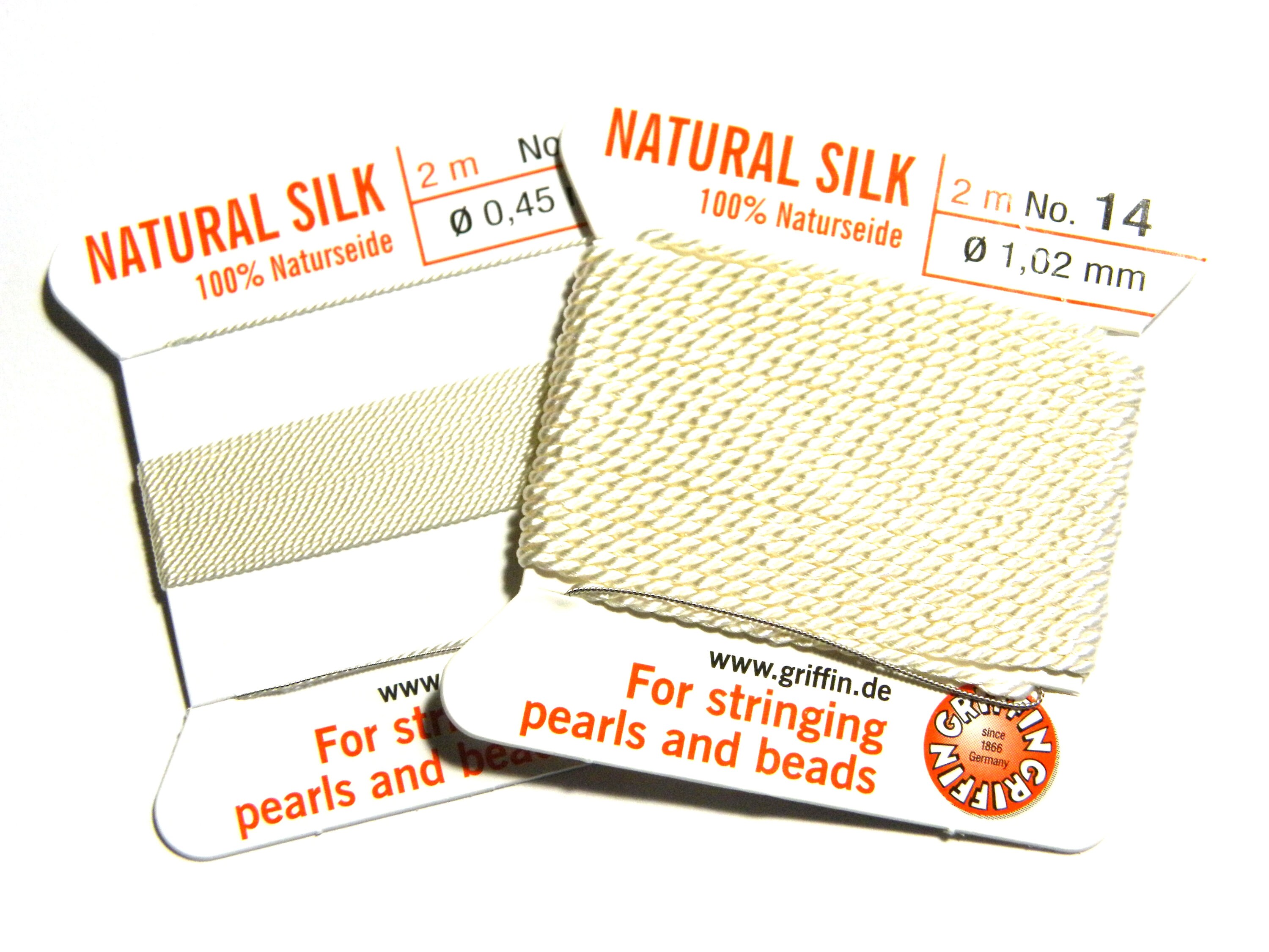 2m Griffin Natural Silk Bead Cord Perlseide mit Nadel Weiß Etsy.de