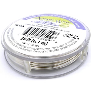 1.0 mm Artistic Wire Craft Wire, Thick Jewellery Wire - Non-Tarnish Silver Plated - 18 GA - 6.10 m (20 ft)
