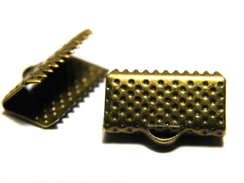 10 or 50 pc. Antique Bronze or Silver 13 mm Ribbon Crimp Ends Crimp Terminals
