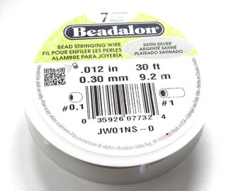 0.30 mm (.012 inch) Beadalon 7-Strand Nylon-Coated Stainless Steel Bead Stringing Wire - 9.2 m (30 ft) - Satin Silver