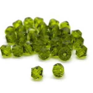 5 mm Czech Superior Crystals MC Bicone Beads, Large Bicones - Olivine - 24 or 48 Beads