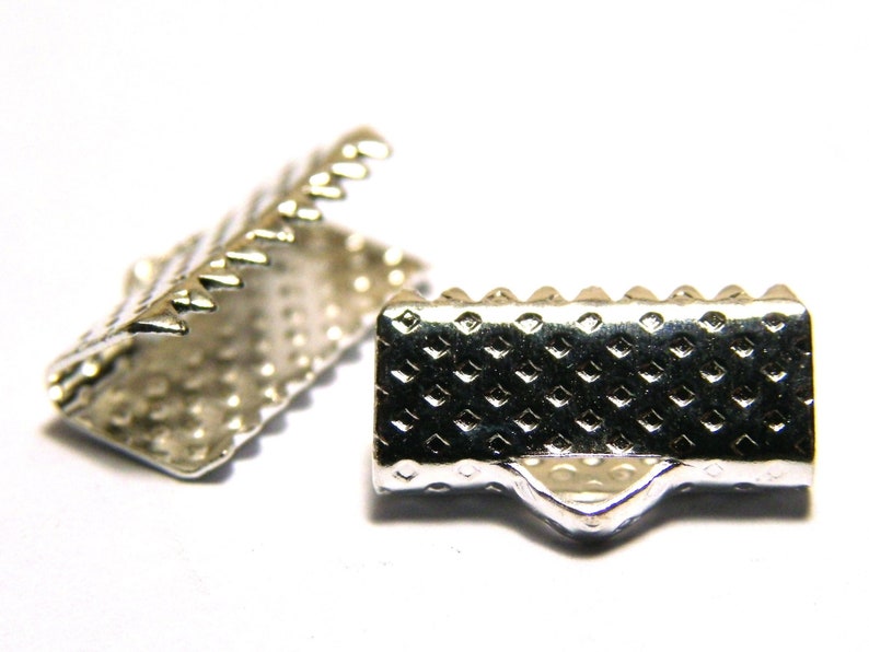 10 or 50 pc. Antique Bronze or Silver 13 mm Ribbon Crimp Ends Crimp Terminals