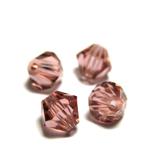 6 mm Czech Superior Crystals MC Faceted Bicone Beads - French Rose Pink