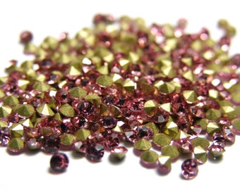 Chatones de diamantes de imitación de vidrio con lámina posterior de grado A de 1,9 mm (6ss) - Rosa claro (rosa) - 100 piezas