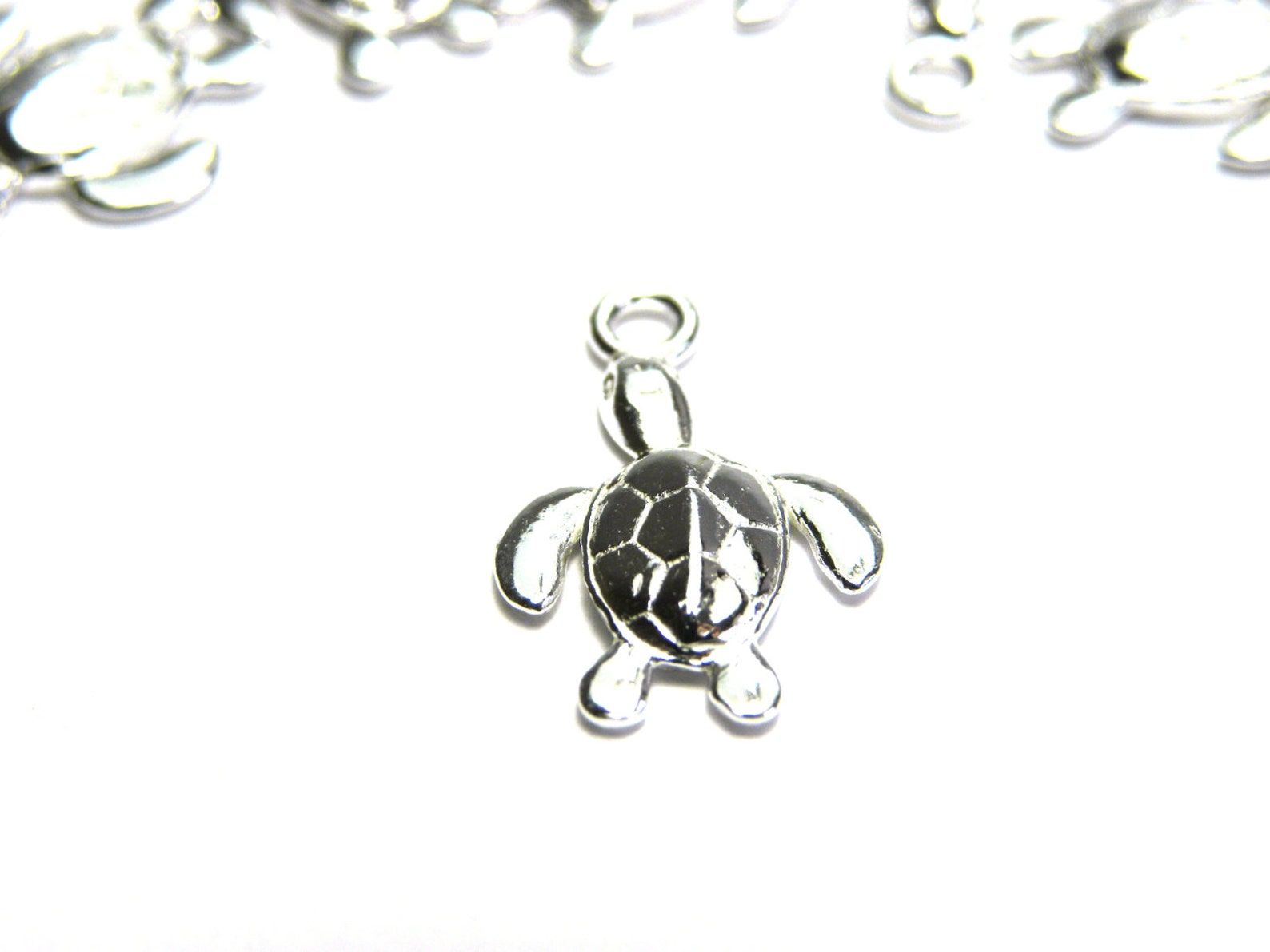 16 Mm Solid Sterling Silver 925 Turtle Charm Pendant 1 Pc. Etsy
