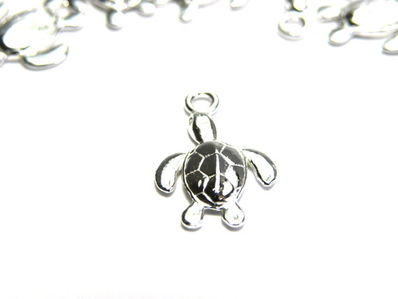 10mm x 16mm Solid 925 Sterling Silver Turtle Pendant Charm