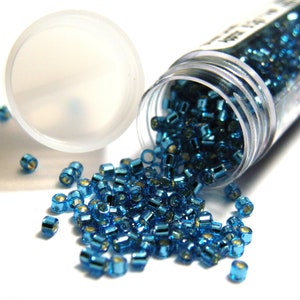 11/0 (1.6 x 1.3 mm) Miyuki Delica Japanese Seed Beads - 7.2 g Vial - Blue Zircon Silver Lined Dyed - DB 608