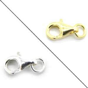 9 mm Sterling Silver 925 Trigger Clasps/Lobster Clasps With Jump Ring - Plain or 18K Gold Plated (2 or 10 Pc.)