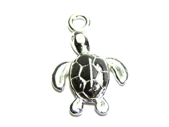 16 Mm Solid Sterling Silver 925 Turtle Charm Pendant 1 Pc. | Etsy