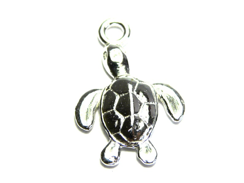1 Pc. 16 mm Solid Sterling Silver 925 Turtle Charm Pendant