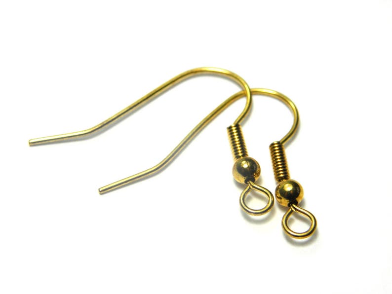 22 Mm Brass Fish Hook Earring Wires With Ball Silver Gold Etsy