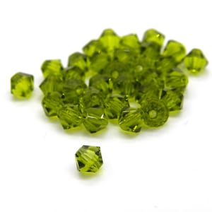 4 mm Czech Superior Crystals MC Bicone Beads - Olivine - 24 or 48 Beads