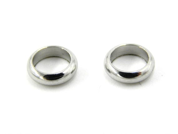7 x 2 mm Round Stainless Steel Rondelle Ring Beads - 20 pc.