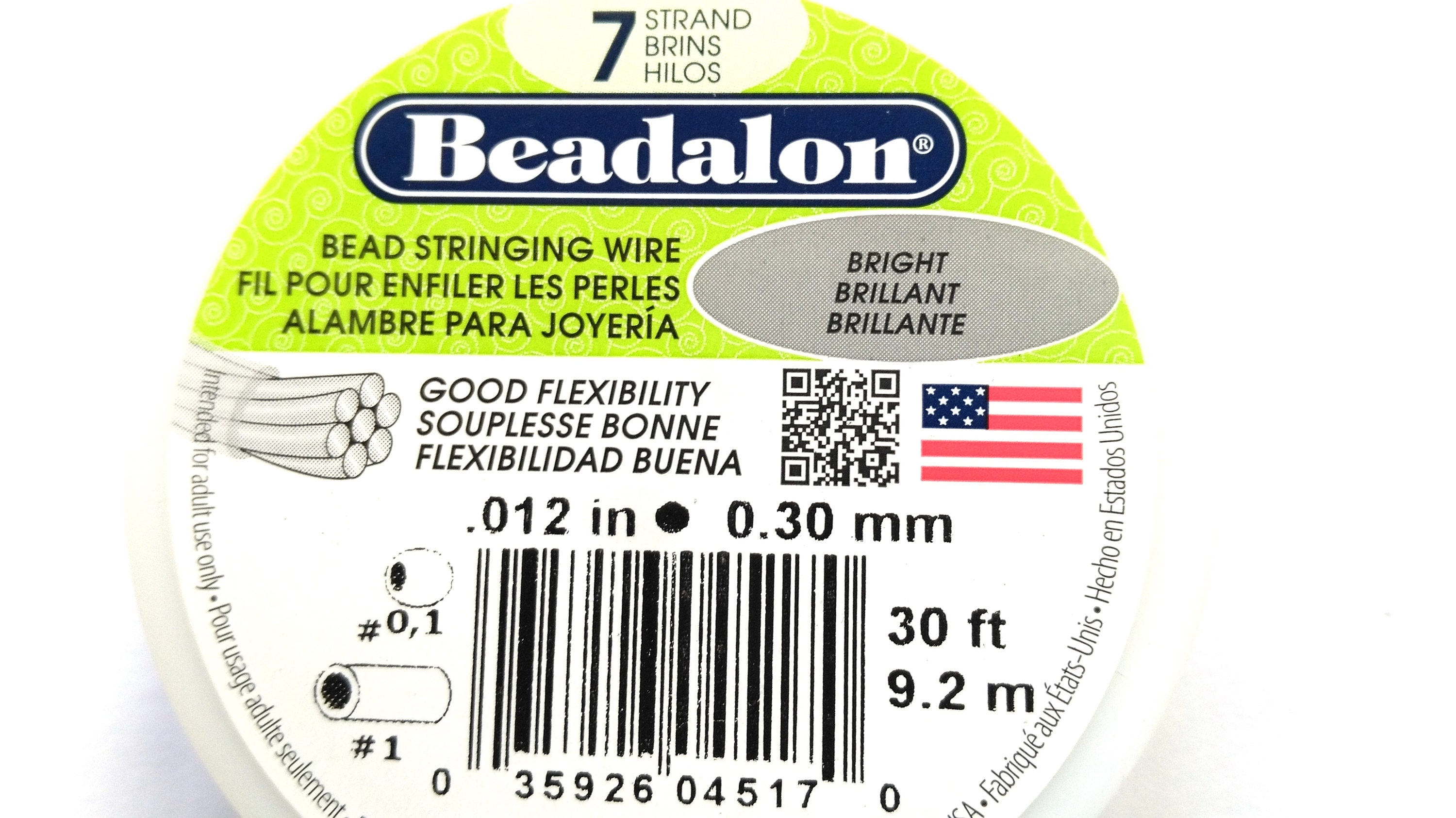 Beadalon 7 Strand Beading Wire 0.30mm (.012in) - Bright - 9.2m (30ft) - The  Bead Shop