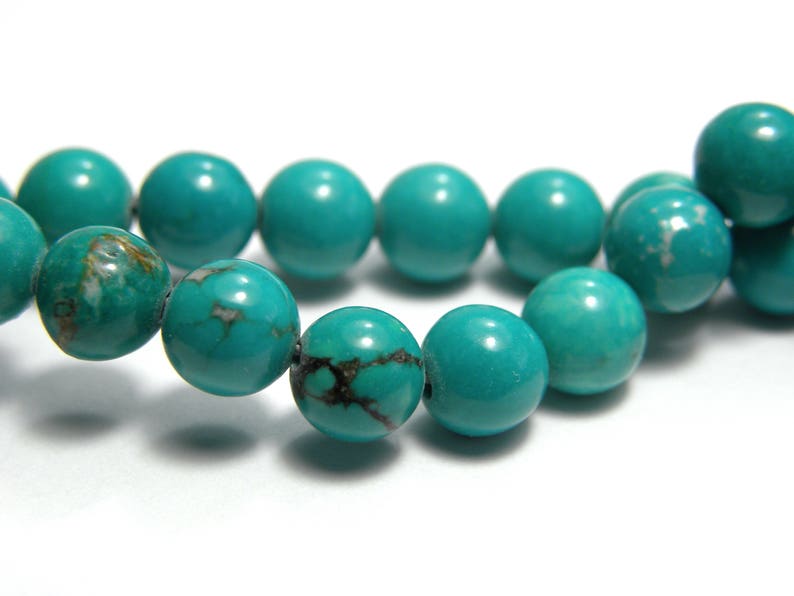 4 mm Small Round Sinkiang Turquoise Real Gemstone Beads 20 beads or 1 strand image 2