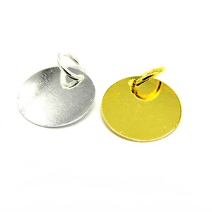 12 mm (0.5 inch) x 0.3 mm Thin Large Round Brass Stamping Blanks - Disc Charms with Jump Ring - 10 or 50 pc.
