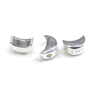 5 x 3.5 mm Small 925 Sterling Silver Crescent Moon Beads