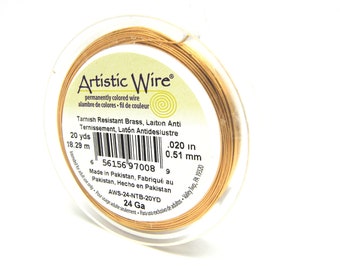 0,5 mm - 24 GA - Beadalon Artistic Wire Craft/Jewelry Wire - 18,29 m (20 Yds) - Laiton non ternissant