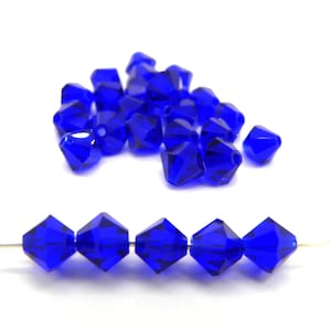 6 mm (0.24 inch) Czech Superior Crystals MC Faceted Bicone Beads - Cobalt Blue - 24 Beads
