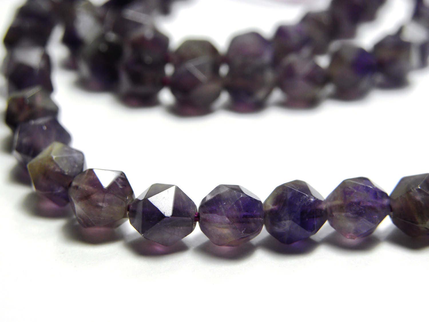 Natural Dark Purple Amethyst Crystal Faceted Polygonal Beads 15" 6mm 8mm 10mm 