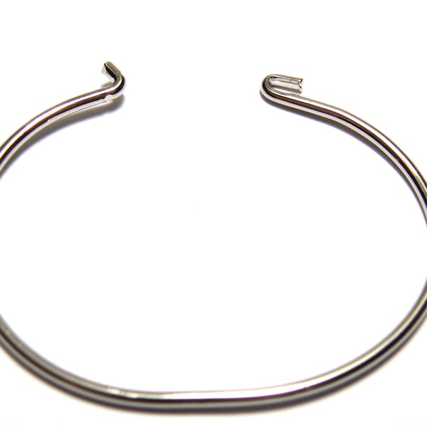 65 x 50 mm (2.5  x 2 inch) Silver Bangle Wire with Hinge - Banglet with Hook - Silver plated - Narrow to Medium Wrists (1 pc.)