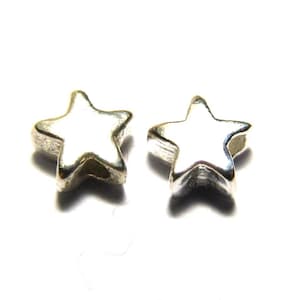 5 mm Small Solid 925 Sterling Silver Stars, Mini Star Beads 2, 5 or 25 Beads 2 beads