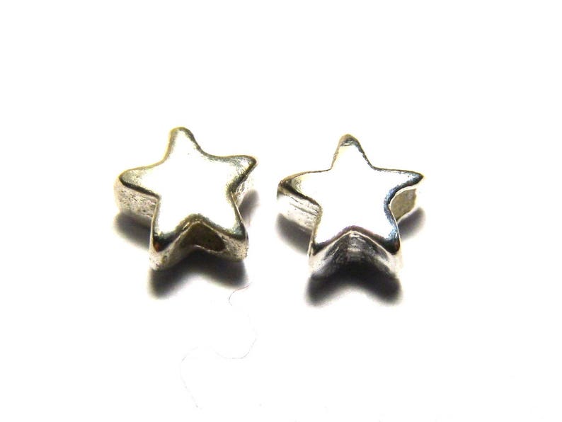 5 mm Small Solid 925 Sterling Silver Stars, Mini Star Beads 2, 5 or 25 Beads 2 beads