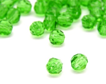 4 mm Czech MC Round Faceted Crystal Beads - Peridot Green (20 Pc)