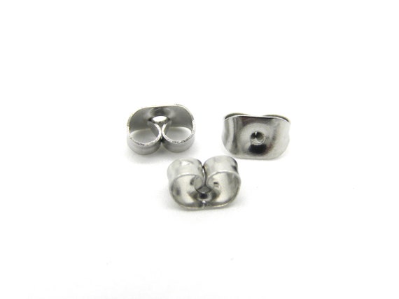 5 Mm Medium Butterfly Earring Backs, Surgical Stainless Steel 201  Scrollbacks Silver Color 20 Pc. 
