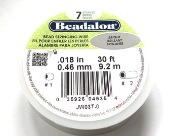 Câble pour perles en acier inoxydable enduit de nylon à 7 brins Beadalon de 0,46 mm (0,018 pouce) - 9,2 m (30 ft) brillant