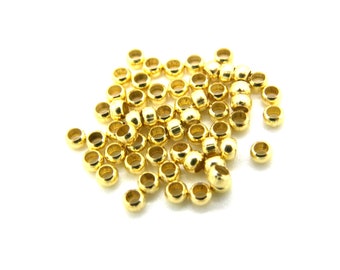 Mittelgroße Quetschperlen, Crimp-Perlen aus Edelstahl - 2  mm - Platinsilber od. vergoldet - 1 g (ca. 100 St.)