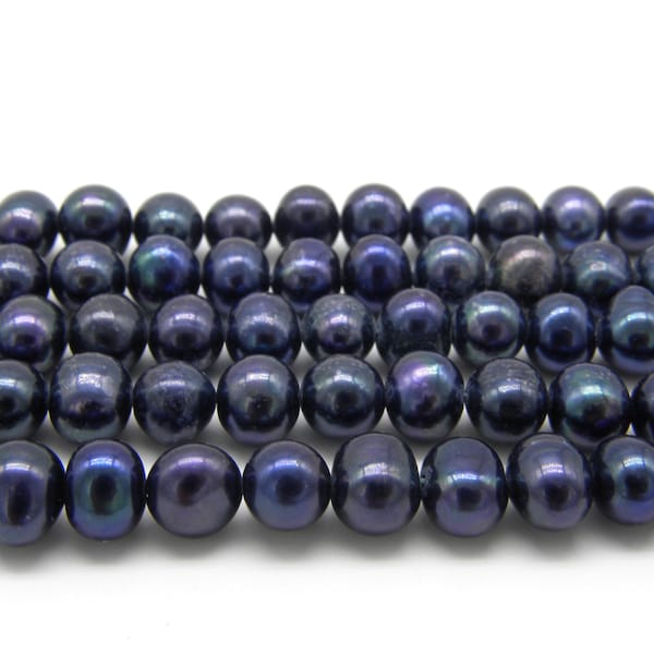 5 - 6 mm Grade A Near Round/Potato Freshwater Cultured Pearls - Peacock Black (10 Pc.)