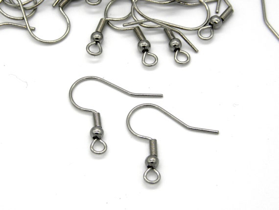 21 Mm Stainless Steel Fish Hook Earring Wires 22GA With Ball