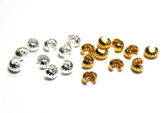 100 Gunmetal Corrugated Crimp Bead Covers 4MM