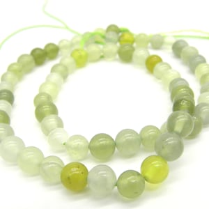 Contas redondas de jade natural de 6 mm, contas redondas de pedras preciosas polidas - 1 fio ou 10 contas