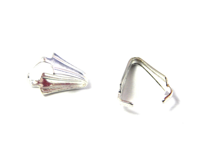 10 pc. 9 mm Medium Silver Plated Brass Pinch Bails