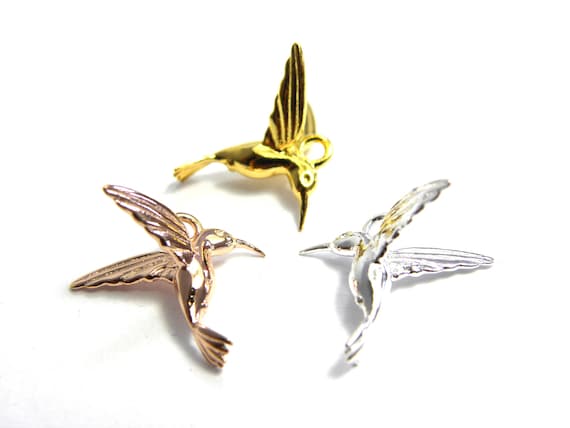 Rembrandt Charms Humming Bird Charm with Lobster Clasp, 14k White Gold並行輸入品