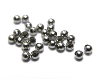 3 mm Small Round Stainless Steel Filler Beads - Silver - 50 pc