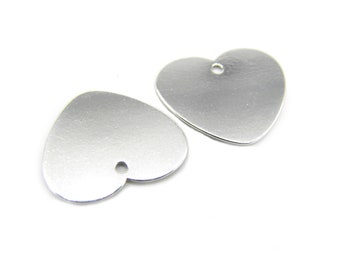 15 x 14 mm (0.5 Inch) Large Sterling Silver Plain Heart Blank for Stamping, Sterling Silver Heart Charm - 925 Hallmarked - 1 or 10 Pc.