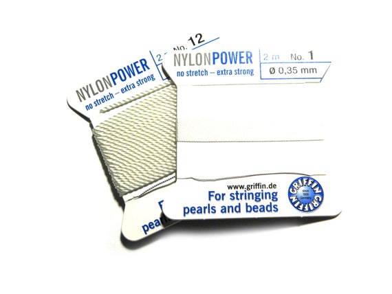 GREY NYLON POWER SILKY STRING THREAD 0.98mm STRINGING PEARLS /& BEADS GRIFFIN 12