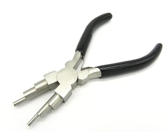 6-in-1 Bail Making Pliers, Multi-Size Wire Loop Forming Pliers, for Loops and Jump Rings, Black, Loop Size: 3mm/4mm/6mm/7mm/8.5mm/9.5mm