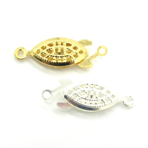 21x7 mm Oval Stainless Steel Box Clasp, Fish Hook Clasp - Silver or 24K Gold Plated (2 Pc.)